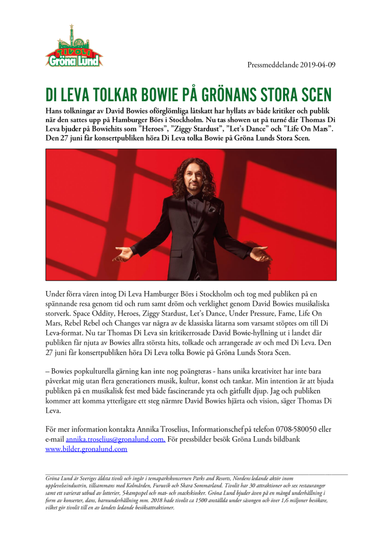 Di Leva tolkar Bowie på Grönans Stora Scen