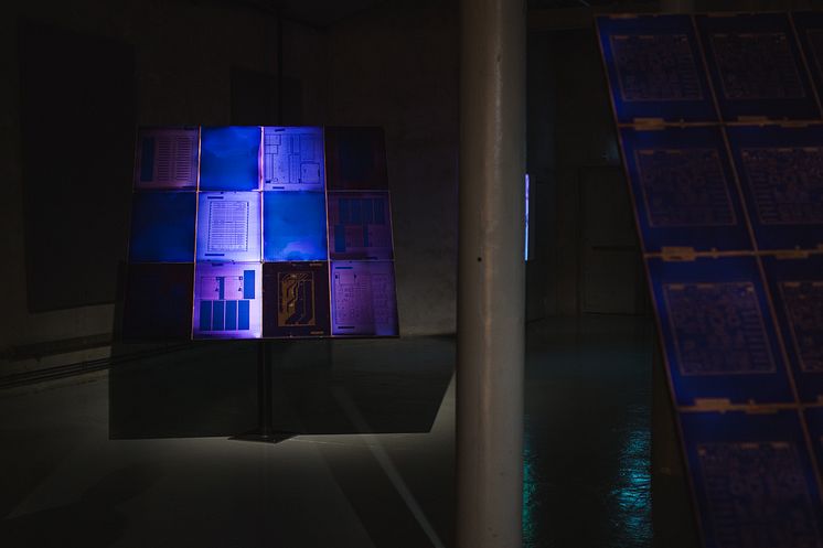 Installationsbild / installation view: Untitled Blue, 2019, Theresa Traore Dahlberg. Färgfabriken