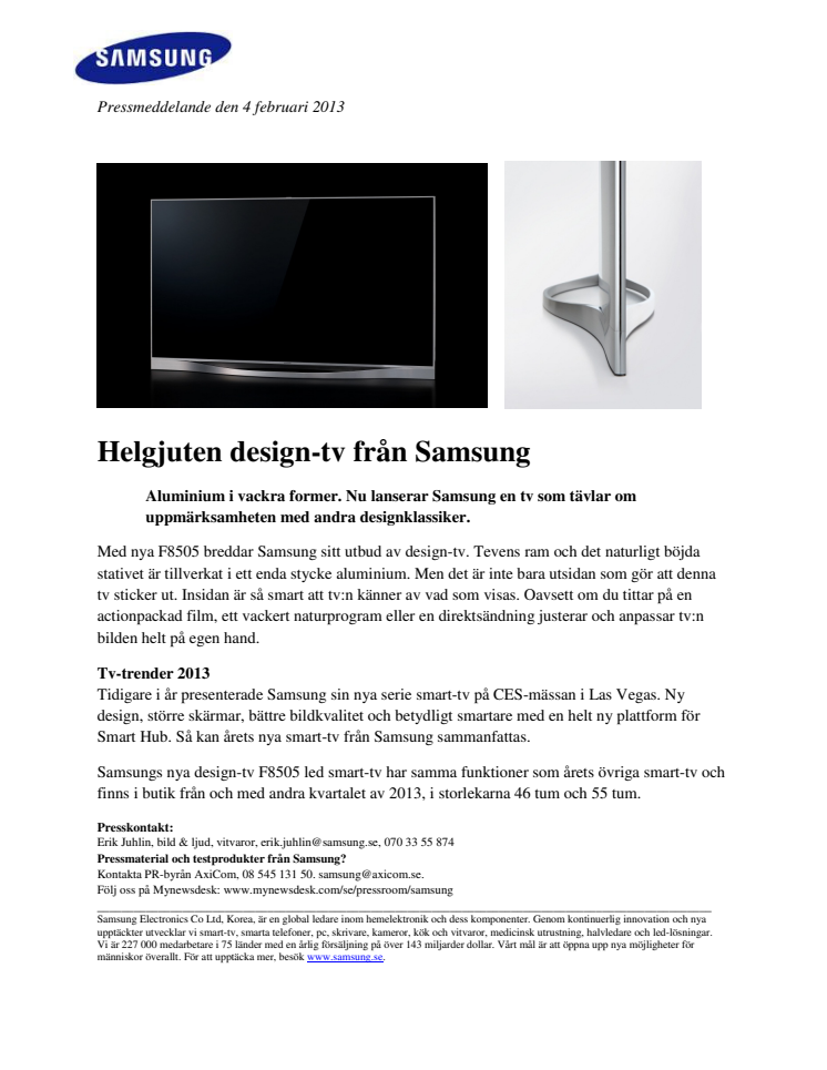 Helgjuten design-tv från Samsung