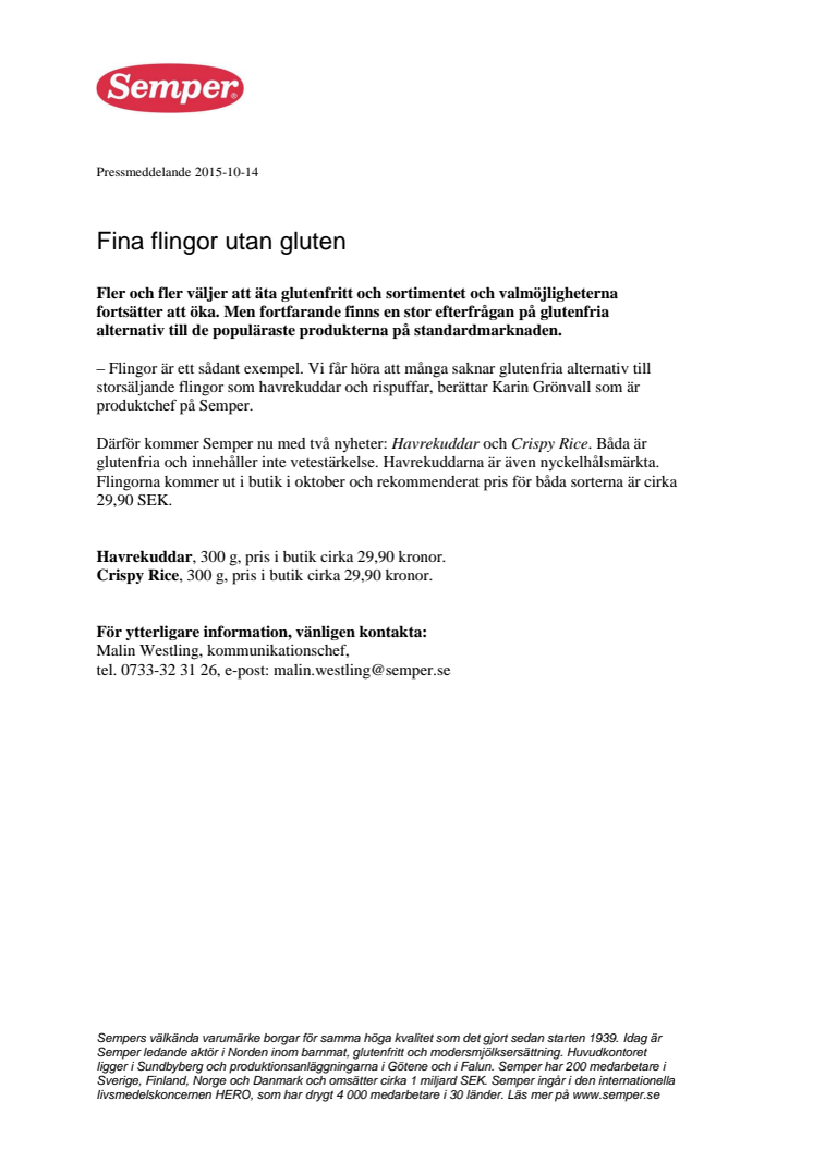 Fina flingor utan gluten