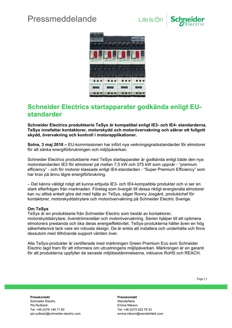 Schneider Electrics startapparater godkända enligt EU-standarder 