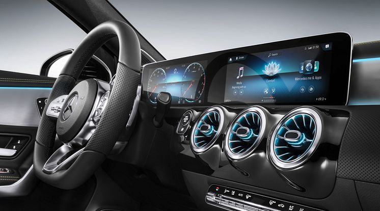 Nya Mercedes A-Klass med wide-screen och nya infotainmentkonceptet MBUX.