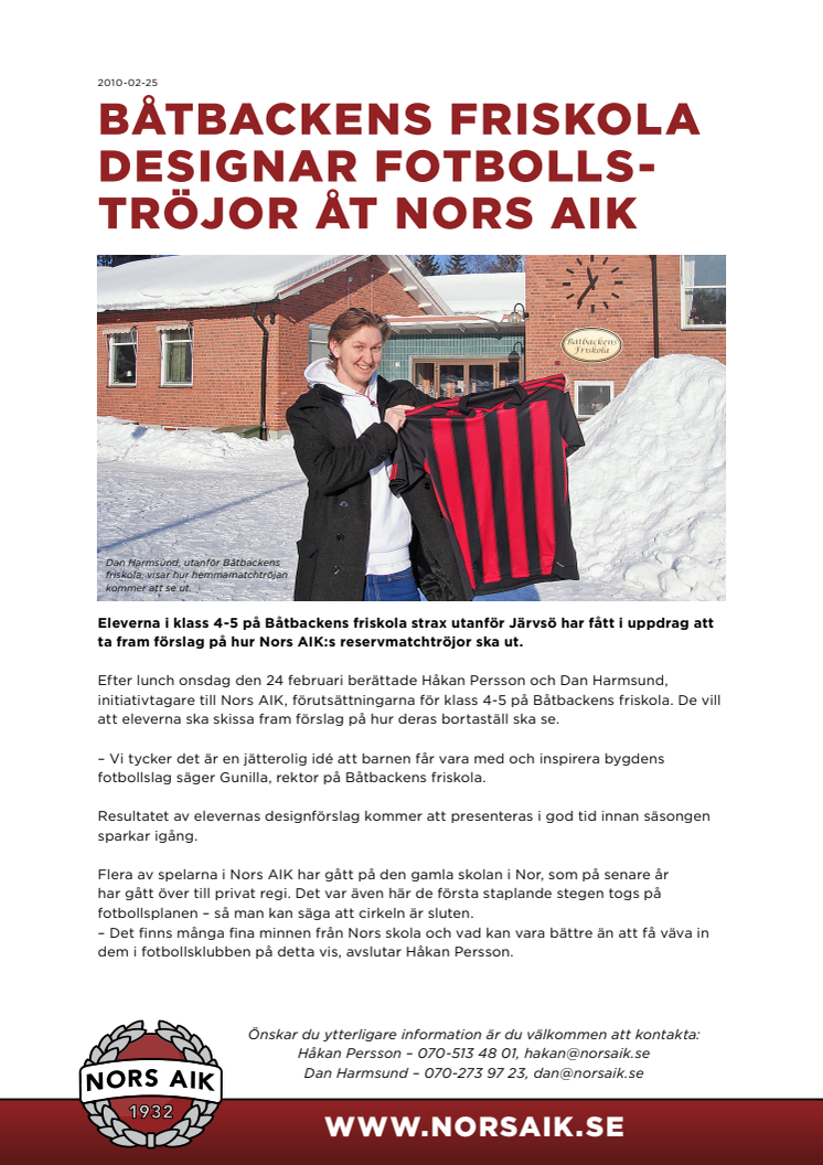 Båtbackens friskola designar fotbollströjor åt Nors AIK