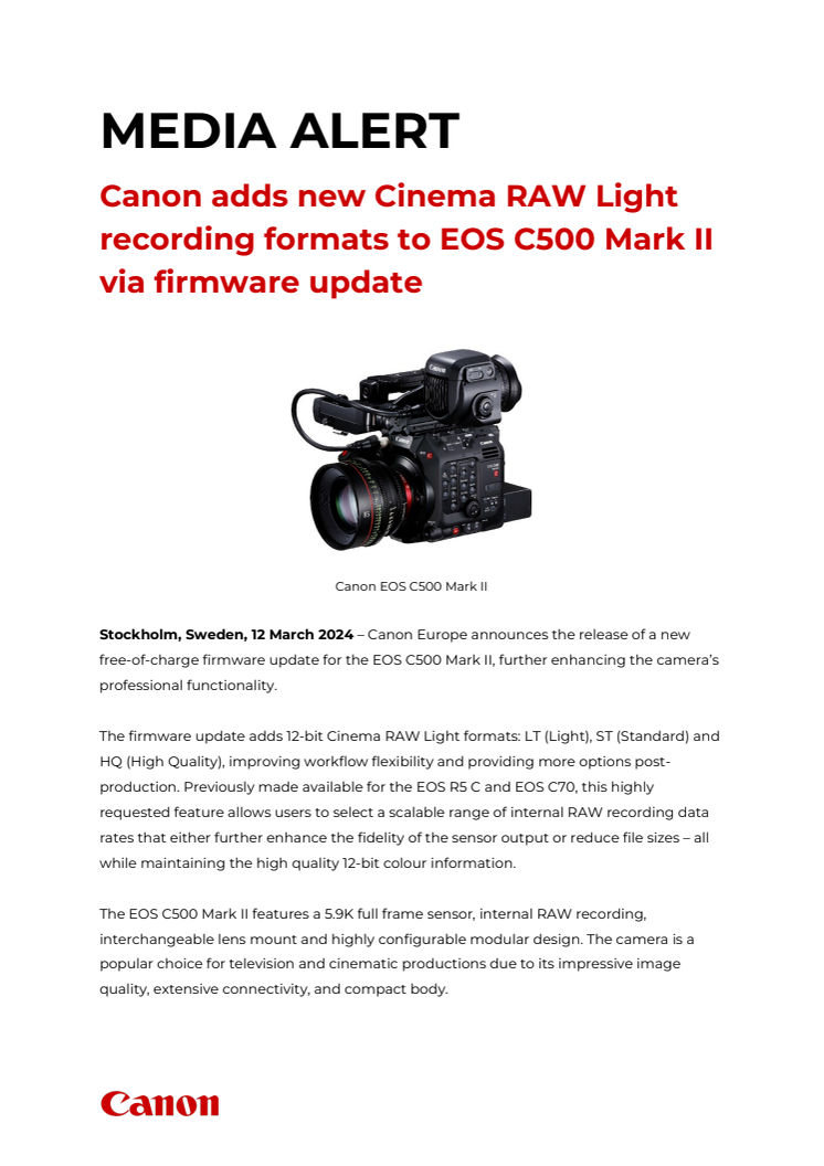 Pressinformation Canon C500 Mark II firmware update mars 2024.pdf