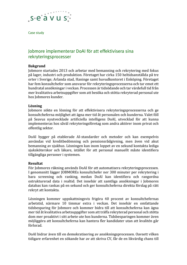 Case study - Jobmore implementerar DoAI för att effektivisera sina rekryteringsprocesser