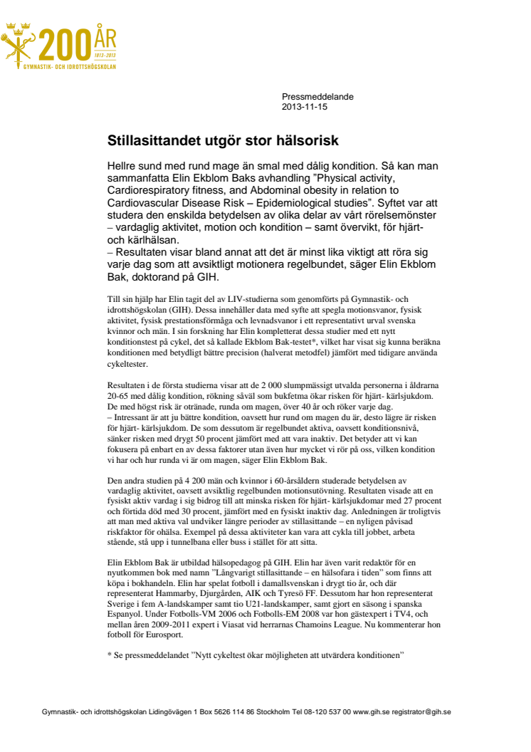 Stillasittandet utgör stor hälsorisk