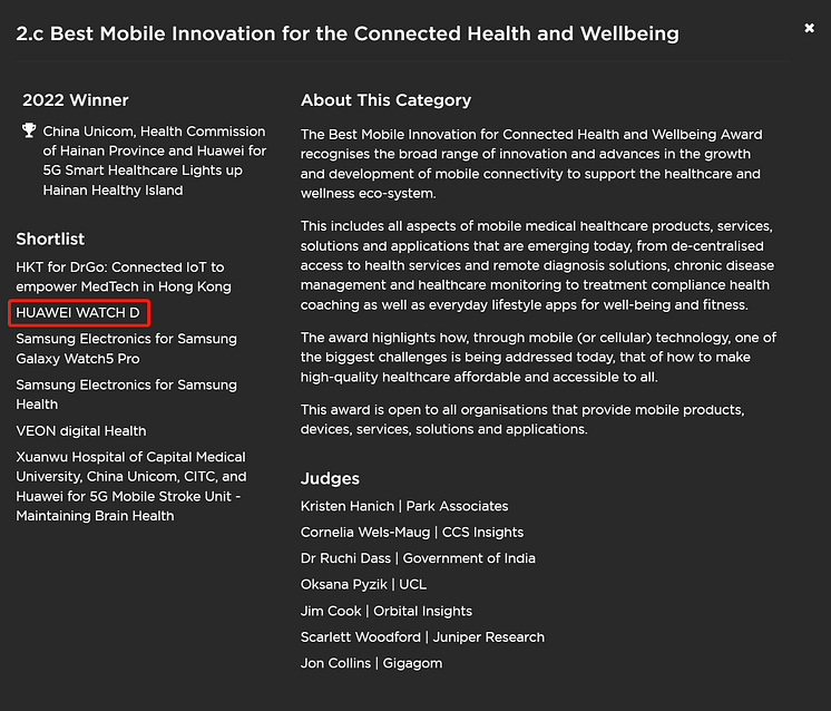 Shortlist_Best Mobile Innovation for the Connected Health and Wellbeing