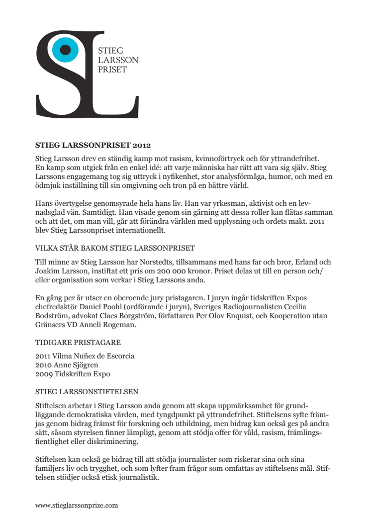 STIEG LARSSONPRISET 2012
