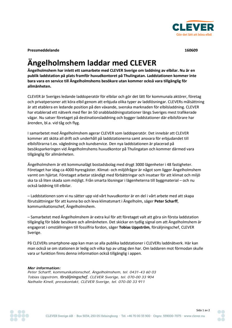 Ängelholmshem laddar med CLEVER