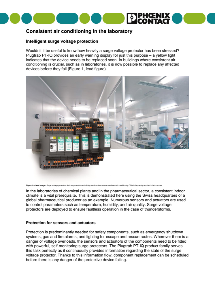 Consistent air conditioning in the laboratory