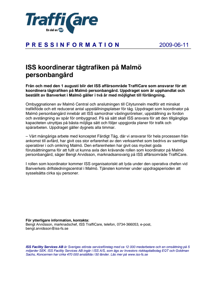ISS koordinerar tågtrafiken på Malmö personbangård