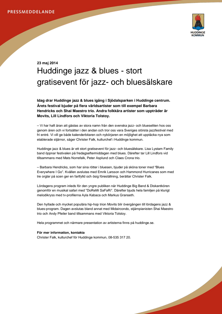 Huddinge jazz & blues - stort gratisevent för jazz- och bluesälskare