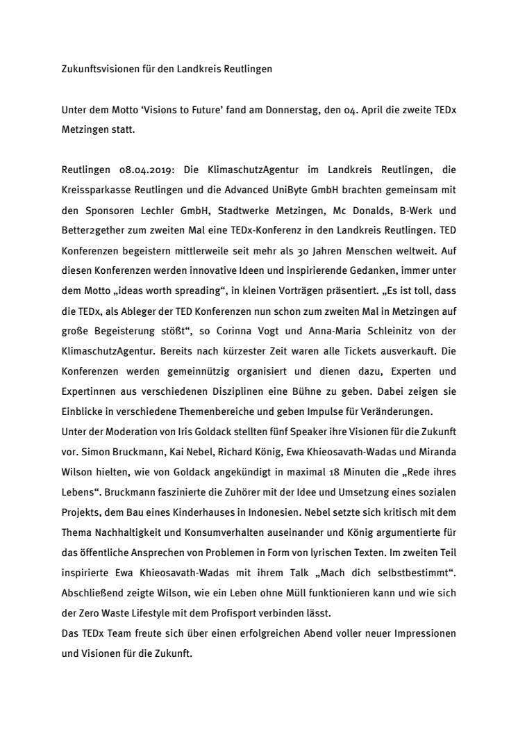 Zukunftsvisionen für den Landkreis Reutlingen