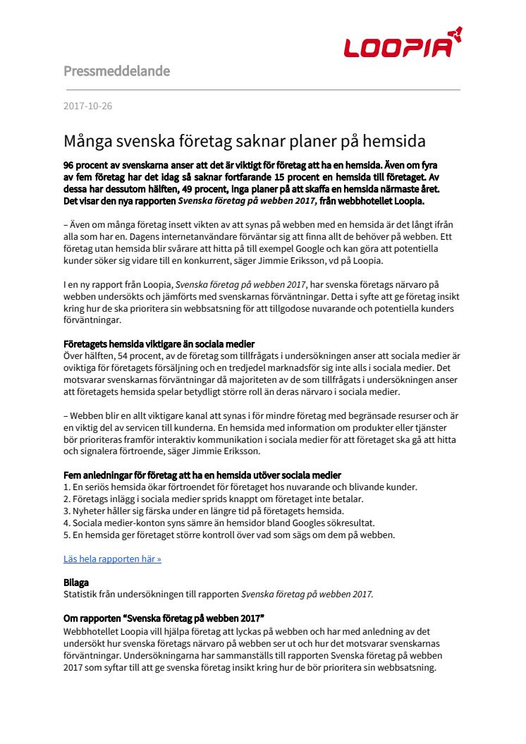 Många svenska företag saknar planer på hemsida