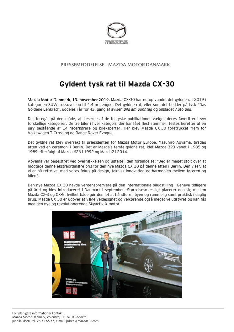 Gyldent tysk rat til Mazda CX-30