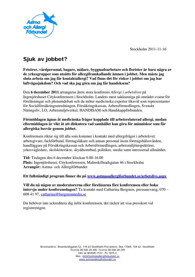 Sjuk av jobbet?