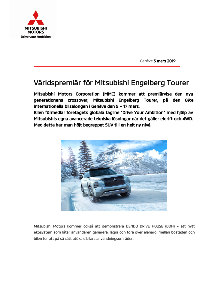 Premiär för Mitsubishi Engelberg Tourer