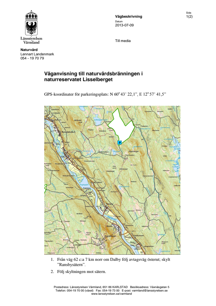 Väganvisning Lisselberget 2013