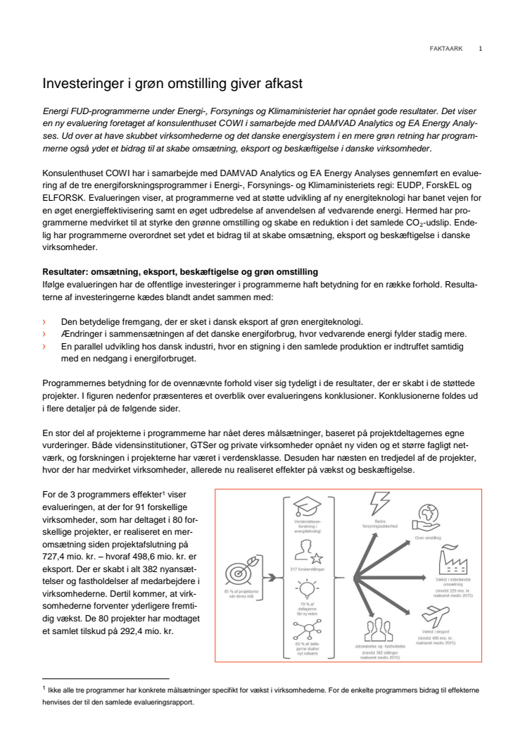 Faktaark om evalueringen af energiforskningsprogrammerne