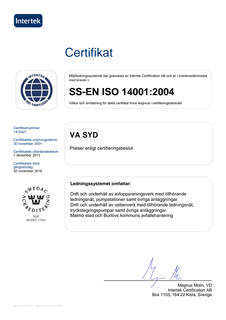 Certifikat Intertek