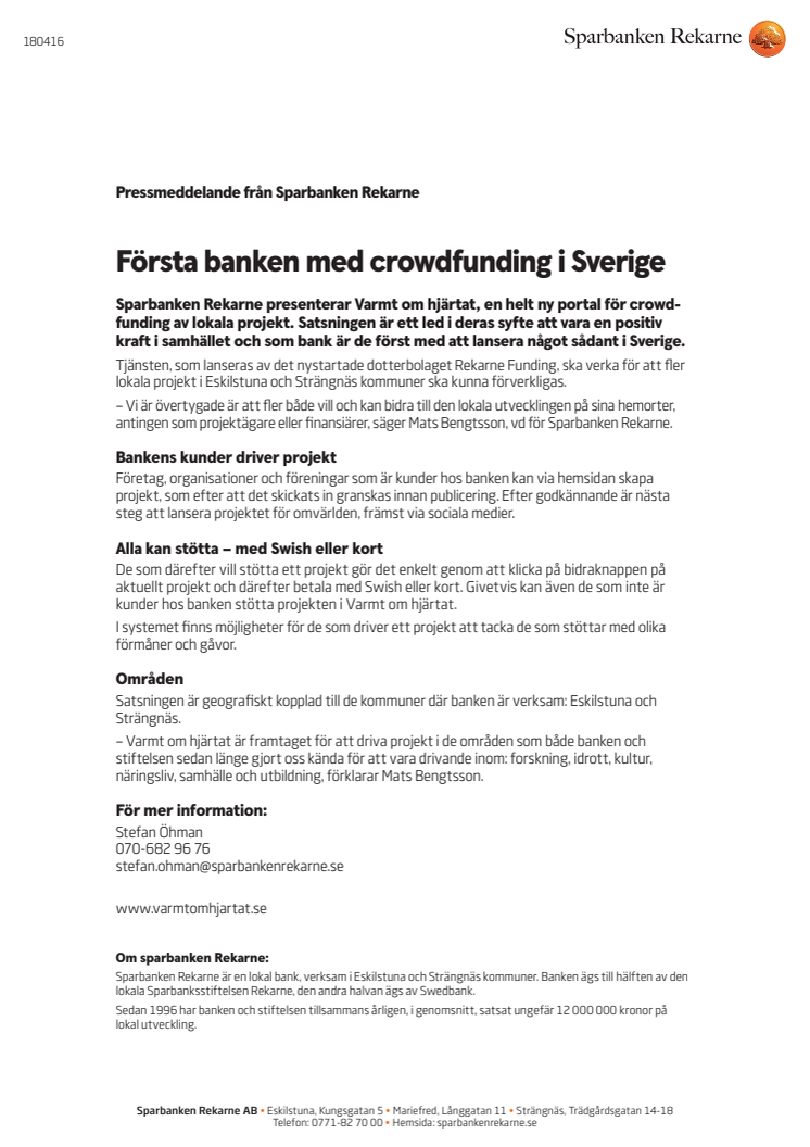 Första banken med crowdfunding i Sverige