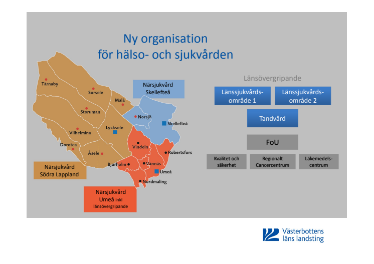 Beskrivning och skiss ny organisation hälso- och sjukvårdsförvaltningen i Region Västerbotten