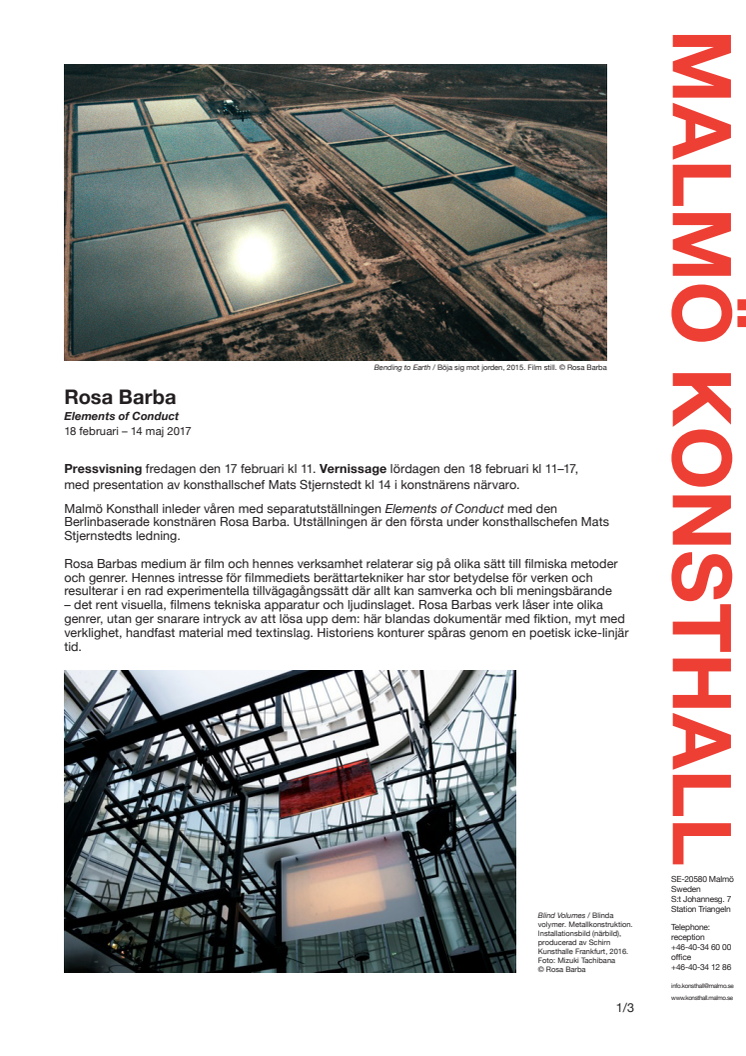 Konsthallschef Mats Stjernstedts första utställning presenteras: Rosa Barba