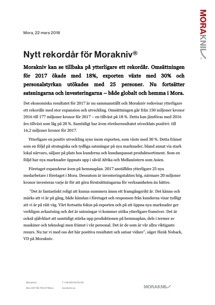 Nytt rekordår för Morakniv®