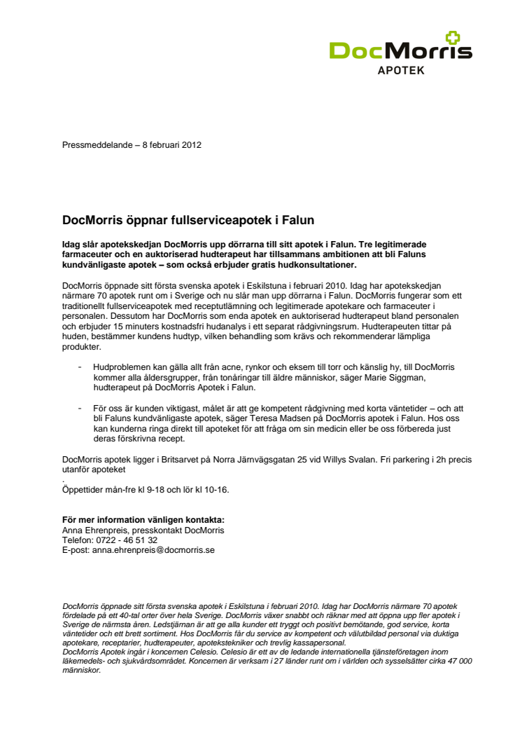 DocMorris öppnar fullserviceapotek i Falun