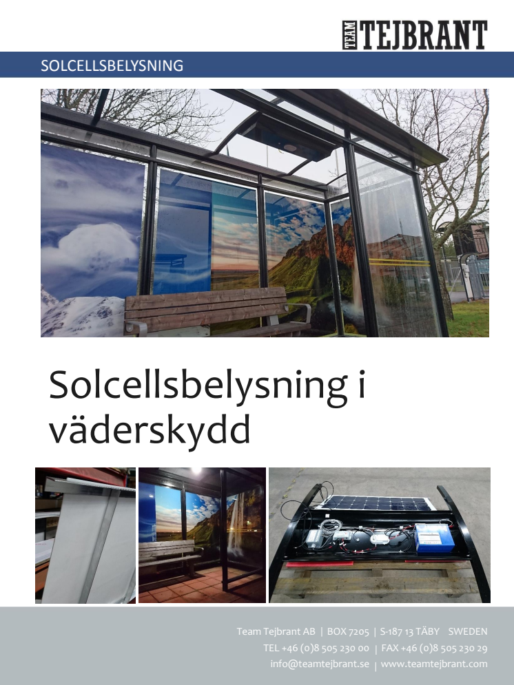 Produktblad Solcellsbelysning i väderskydd