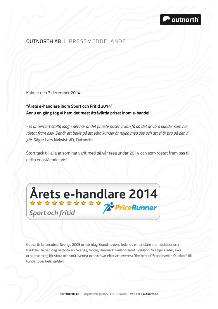 Årets e-handlare 2014 inom Sport och Fritid