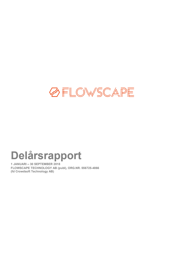 Delårsrapport Q3 Flowscape Technology