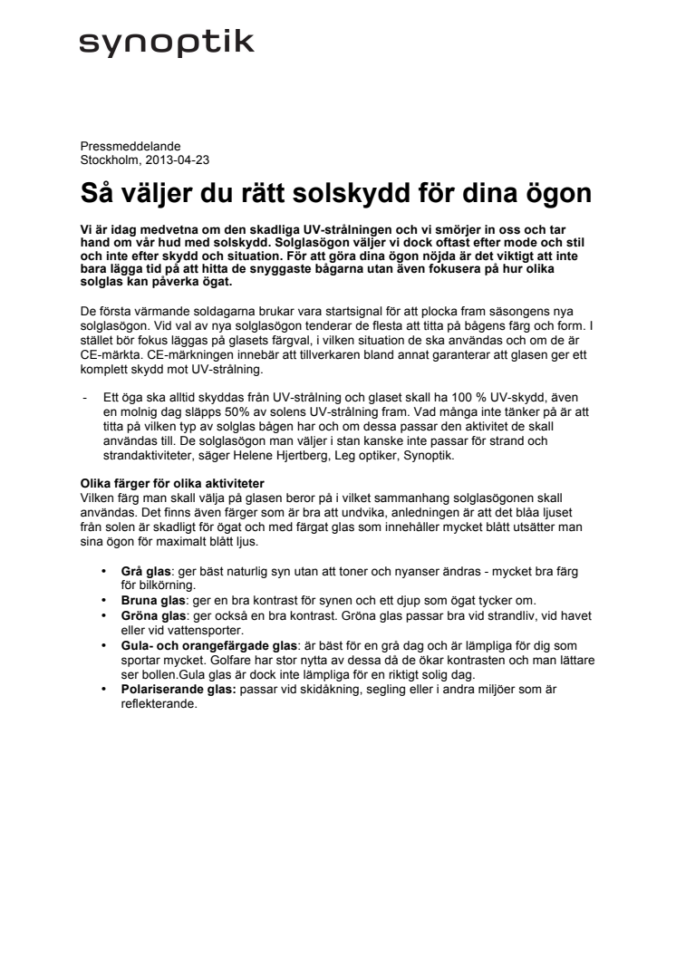 Så väljer du rätt solskydd för dina ögon