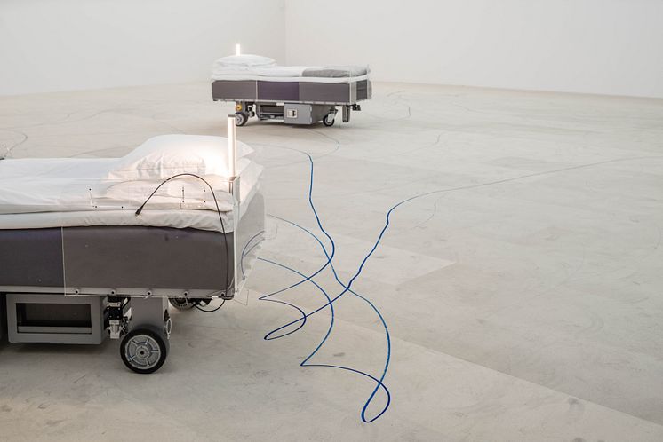 Carsten Höller, Two Roaming Beds (Grey), 2015