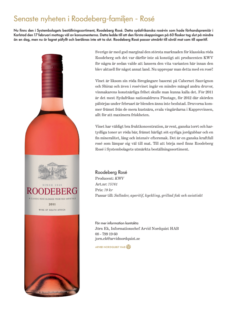 Senaste nyheten i Roodeberg-familjen - Rosé