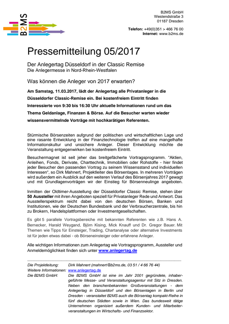 Anlegertag Düsseldorf - Was können Anleger von 2017 erwarten?