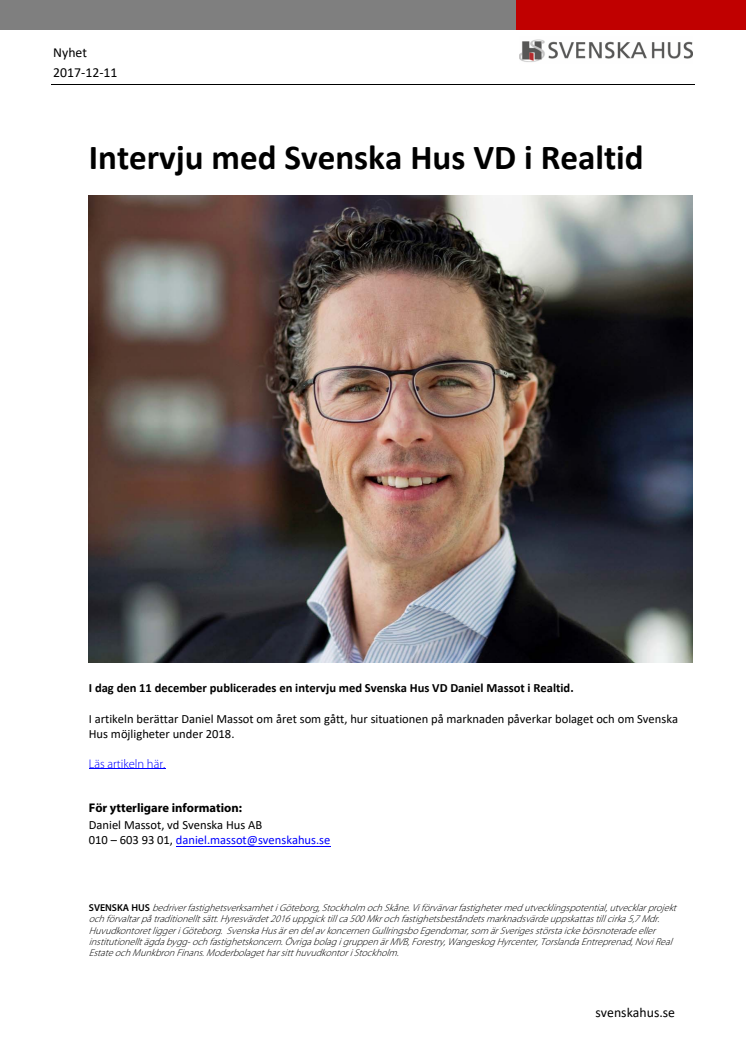 Intervju med Svenska Hus VD i Realtid 