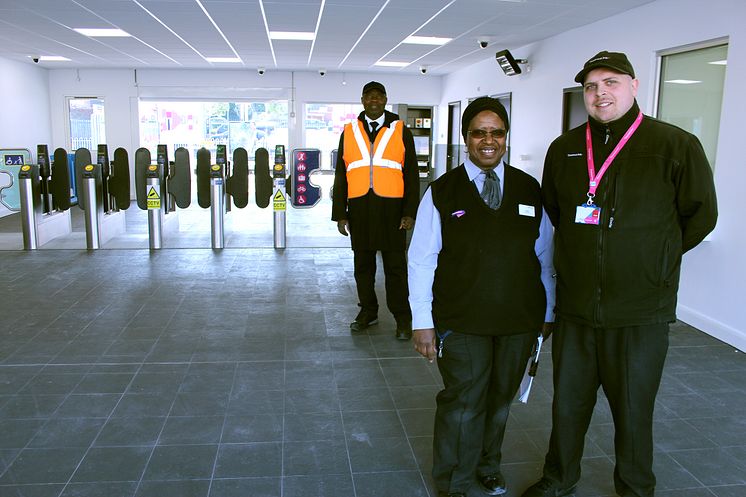 Station assistant Rachel James and revenue control officer Mike Tyler in the new concourse