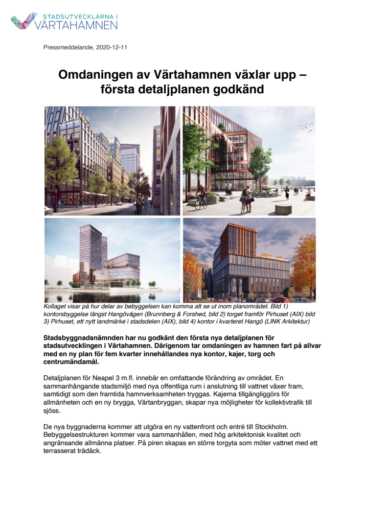 Omdaningen av Värtahamnen växlar upp –  första detaljplanen godkänd