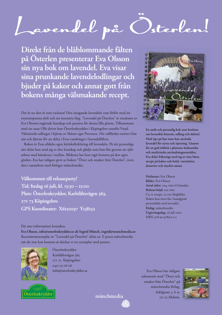 Pressinbjudan Lavendel på Österlen. Österlenkryddor och münchmedia
