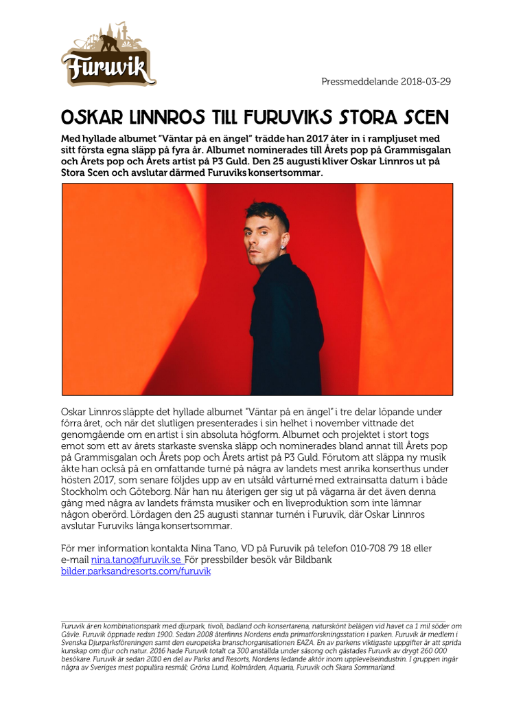 Oskar Linnros till Furuviks Stora Scen