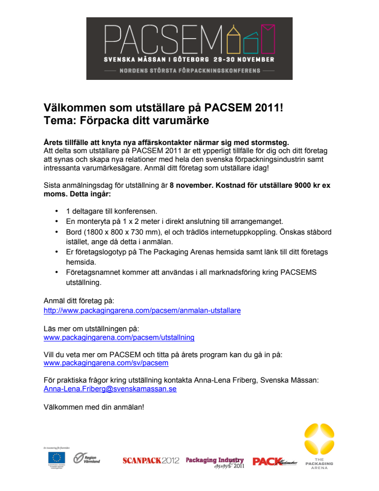 Ställ ut på PACSEM 2011