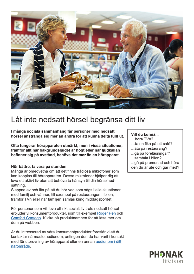 Låt inte nedsatt hörsel begränsa ditt liv