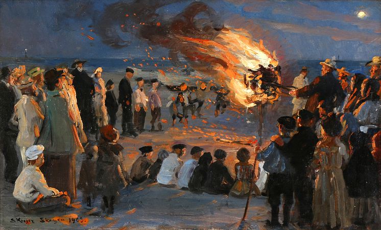 P. S. Krøyer: Midsummer Eve bonfire (1903)