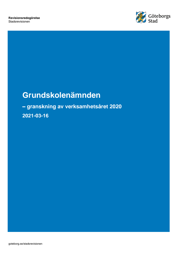 Grundskolenämnden – granskning av verksamhetsåret 2020