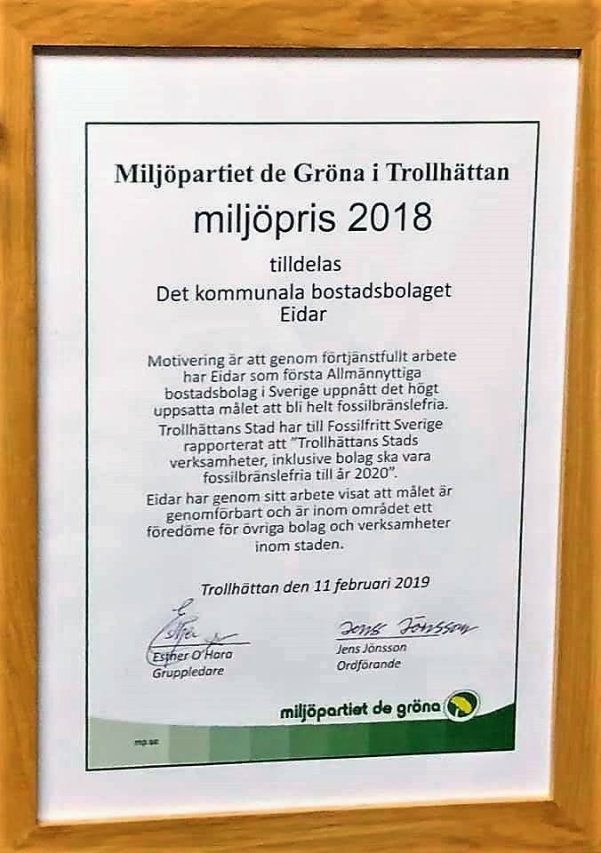 Miljöpartiets Miljöpris 2018