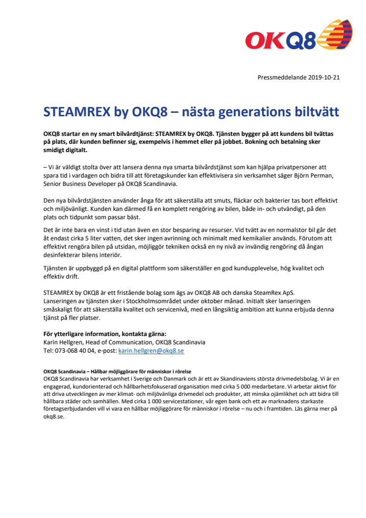 STEAMREX by OKQ8 – nästa generations biltvätt