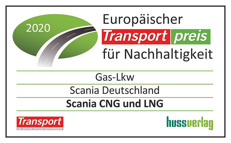 Scania gewinnt den ETPN 2020 in der Kategorie Gas-Lkw
