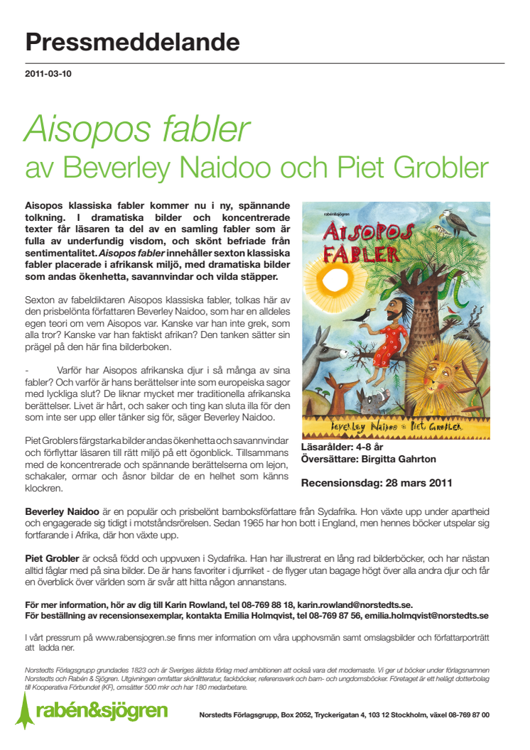 Aisopos klassiska fabler i ny tappning 