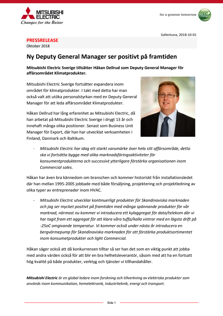 Ny Deputy General Manager ser positivt på framtiden 